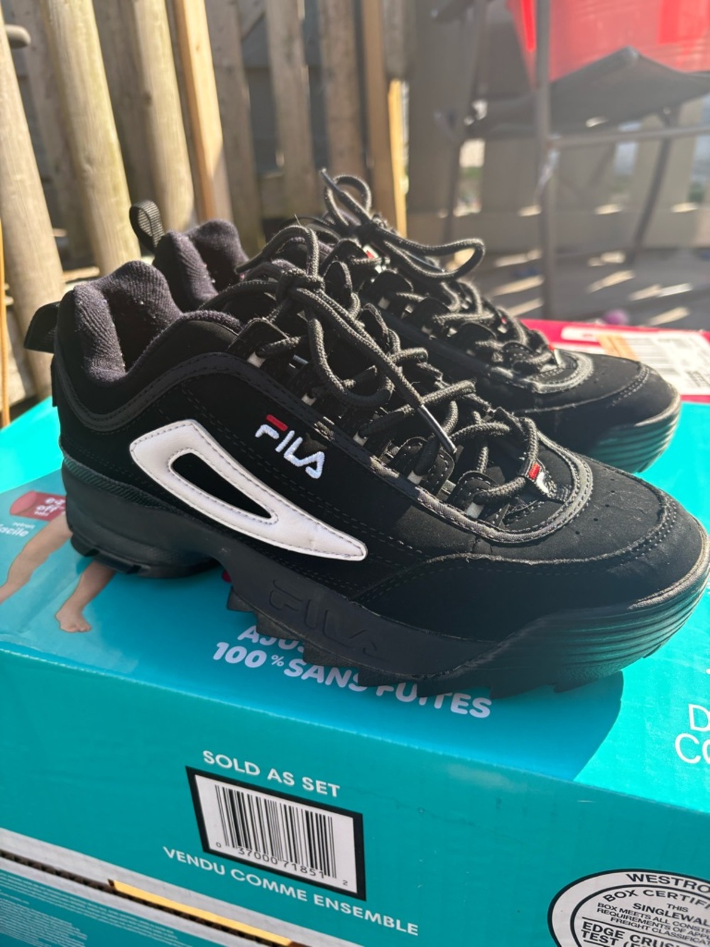 Fila Black and White Men’s Chunky Lace-Up Sneakers